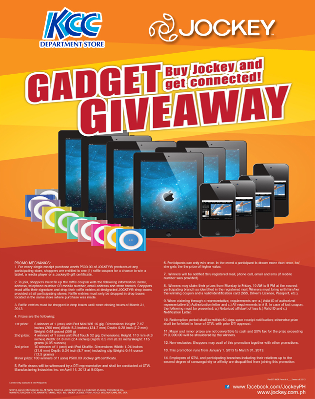 KCC Malls: Jockey Gadget Giveaway